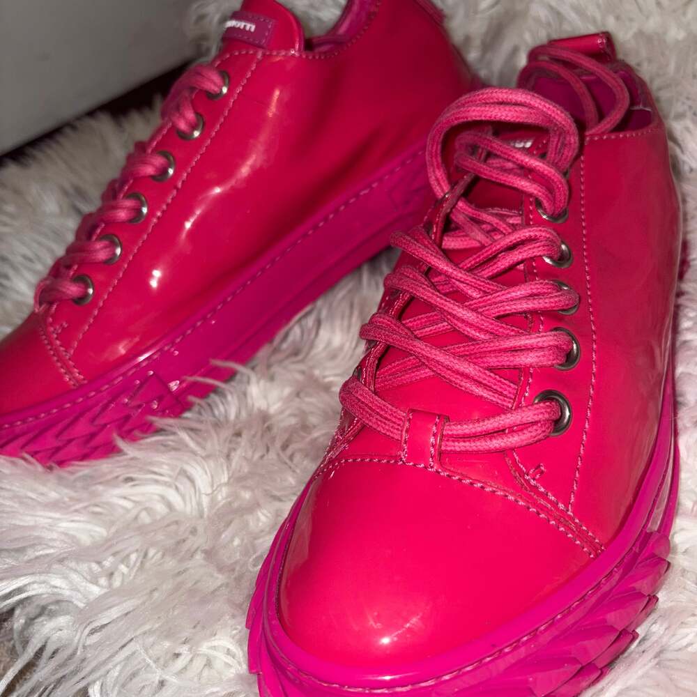 Giuseppe Zanotti Hot Pink Blabber Patent Leather Sneakers